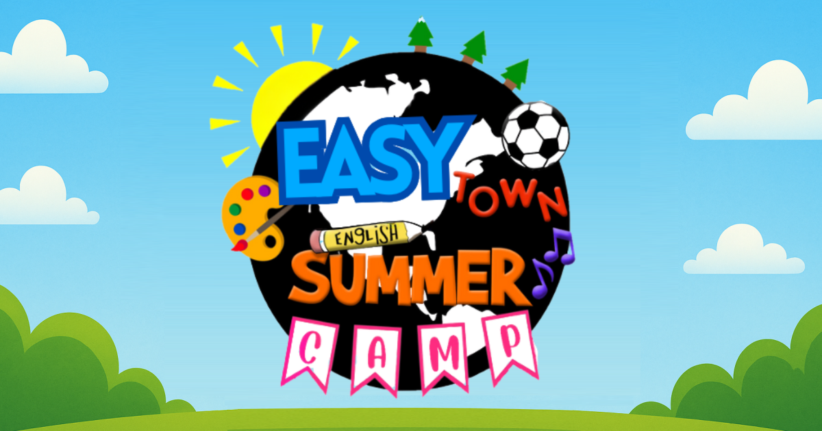 El logo de EASYTOWN SUMMER CAMP donde hay Niños participando en actividades al aire libre en Easytown Summer Camp en Alcalá de Henares, Madrid